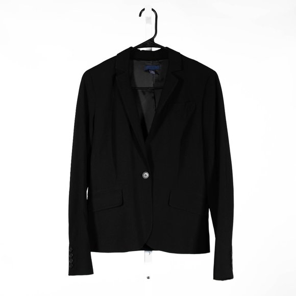 J. Crew Women's Blazer Black Wool Stretch One Button Work Career Suit Jacket 6 - Picture 1 of 10